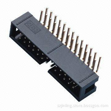 2.54mm Right Angle Box Header with 500V AC Withstanding Voltage and Au or Sn Contact Plating